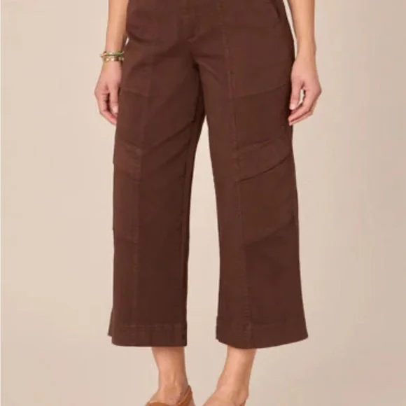 Ab"solution Skyrise Double Button Wide Leg Crop Utility Pants - Picture 2 of 4